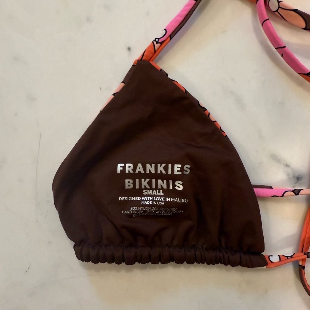 Frankie’s Bikini, brown/pink/orange floral pattern 🌸 #frankiesbikinis #bikini - Picture 2 of 3
